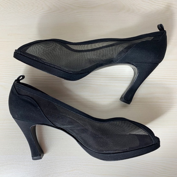 Stuart Weitzman Black Sheer Peep Toe Pumps - Picture 5 of 7